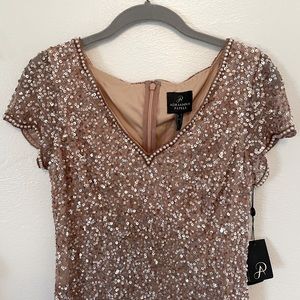 NWT Sparkly Rose Gold Dress Adrianna Papell Size 4